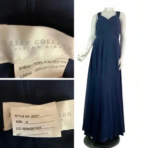 Dessy Collection Vivian Diamond Midnight Blue Chiffon Cocktail Dress Formal Prom